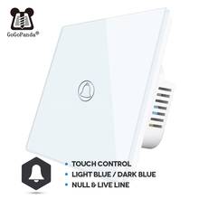 Controlador de timbre de puerta para el hogar, Interruptor táctil de automatización del hogar a prueba de agua, 220v, interruptor instantáneo, color azul claro/azul oscuro, EU 1 Gang 2024 - compra barato