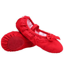 Sapatilhas de balé para meninas, sapatos de balé de lona esticável para dança de meninas, sapatilhas de lona com renda para crianças com fundo macio b18 2024 - compre barato
