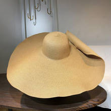 Chapéu de praia dobrável, 25cm, aba larga, para viagem, para mulheres, chapéu de palha grande, proteção uv, chapéu de sol panamá 2024 - compre barato