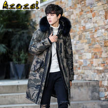 Azazel 2020 New Winter Duck Down Jacket Men Camouflage Long Down Coat Raccoon Fur Collar Warm Men's Down Jackets 19001 KJ3446 2024 - buy cheap