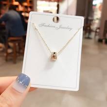 High-end Cubic Zirconia Paved Bead Charm Necklace for Women Gold Color Clavicle Chain Jewelry 2024 - buy cheap