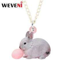 WEVENI Acrylic Easter Eggs Hare Bunny Rabbit Necklace Choker Animal Pendant Collar Jewelry For Women Girls Classic Festival Gift 2024 - buy cheap