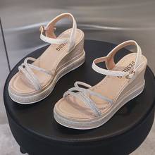 Sandalias De cuña con punta abierta para Mujer, Zapatos De tacón alto con plataforma, Punta abierta, para verano 2024 - compra barato