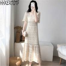 2021 summer fashion temperament women   short  Sleeve  Square Collar Casual Party lace Dresses 2024 - buy cheap