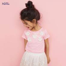 Little maven children 2020 summer baby girls clothes tee tops Cotton brand adorable flower applique t shirt toddler shirts 51661 2024 - buy cheap