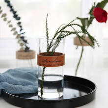 Креативная кожаная стеклянная ваза с искусственным цветком, прозрачная Цветочная бутылка, сушеные цветы, гидропонная ваза для растений, украшение для дома 2024 - купить недорого