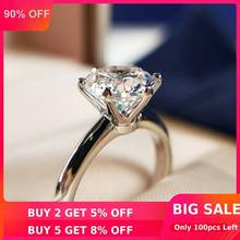 Anel de diamante para noivado feminino, joia de prata esterlina 100% real para casamento, festas e presente de noivado 2024 - compre barato