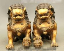 Ym 321 10 "fengshui bronze chinês guarda lucky fu foo cão porta leão bola estátua par 2024 - compre barato