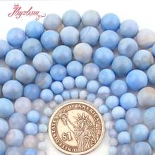Bola de cuentas redondas de ágatas azul cielo liso, bolas de piedra Natural sueltas de 6/8/10mm para fabricación de joyería DIY, collar, pulsera, hilo de 15" 2024 - compra barato