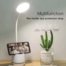 Luminária led de mesa flexível, com controle de toque, com suporte para caneta, recarregável por usb, proteção para os olhos, além de leitura, casa 2024 - compre barato