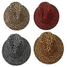 Fashion New Leopard Unisex Flat Top Felt Hat Autumn Winter Casual Tide Wide Brim Wide Brim Jazz Hat Adult Cap 2024 - buy cheap