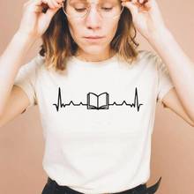 Модная женская футболка с принтом в виде книги сердцебиения, Повседневная забавная футболка с коротким рукавом, женская футболка в стиле Харадзюку, женские топы, женская футболка 2024 - купить недорого
