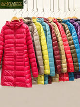 Пальто куртка длинное пуховое пальто женская одежда ультра светильник пуховая куртка женская осень-зима размера плюс 7xl Ropa Mujer Zck301 Pph692 2024 - купить недорого