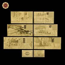 Contas de dinheiro falsas wr 6 unidades, folha de ouro suíça com moldura prata, certificado de presente para coleção de cédulas 2024 - compre barato