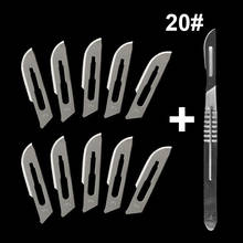 10 pc 20#--23# Carbon Steel Surgical Scalpel Blades + 1pc 4# Handle Scalpel DIY Cutting Tool PCB Repair Animal Surgical Knife 2024 - buy cheap