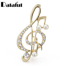 Dalaful Amazing Crystal Musical Note Brooch Pin Simulated Pearl Hat Accessories Scarf Clip Brooches Women Wedding Pins Z036 2024 - buy cheap