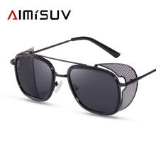 AIMISUV-gafas De Sol Retro cuadradas De Metal para hombre, lentes De Sol Steampunk De diseñador De marca, protección UV 2024 - compra barato