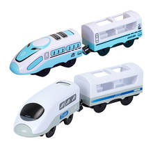 Железнодорожный локомотив, электрический маленький поезд с магнитным приводом, совместим с деревянным треком, подарок для детей 2024 - купить недорого