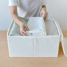 Eco-friendly Household tools Linen Cotton storage organizer box Container Zipper Lid Clothes Underwear Folding storage baskets 2024 - buy cheap