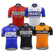 Retro Cycling jersey Men Short sleeve team Bike jersey ropa Ciclismo Red Black Blue Orange White cycling clothing MTB 2024 - buy cheap