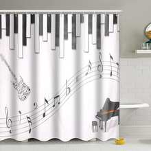 180x180cm Waterproof Bathroom Washroom Shower Curtain  Musical Note 3D Printing Curtains Polyester Bath Curtain With 12 Hooks 2024 - buy cheap