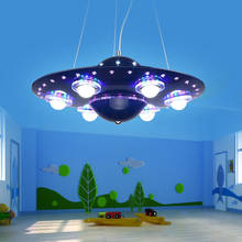 Современный скандинавский креативный кулон НЛО с дистанционным управлением, подвесные лампы синего и серебряного цвета, подвесные лампы для детей, для мальчиков, для спальни 2024 - купить недорого