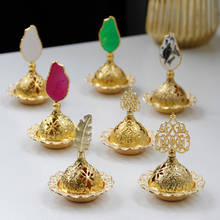 Quemador de incienso árabe musulmán, soporte lujoso de cerámica de estilo Oriente Medio, Color dorado 2024 - compra barato