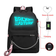 Mochila escolar "Back To The Future" para adolescentes, chicas y estudiantes, bolso luminoso de nailon, mochila con carga Usb 2024 - compra barato