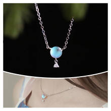 Top Quality Silver Plated Necklace Female Clavicle Accessories Trendy Water Drop Pendant Blue Crystal Necklace Girls Choke 2024 - buy cheap