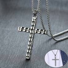 Vnox-colar masculino com corrente cruzada, colar de aço inoxidável, joias de oração 2024 - compre barato