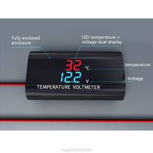 Voltímetro digital led 12v dc, termômetro 0.28 polegadas, medidor de temperatura de voltagem displa para carro e motocicleta o29, dropship 2024 - compre barato
