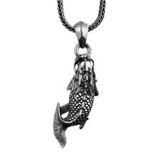 BOCAI New 2021 Trend Real S925 Pure Silver Jewelry Men's Pendant Personalized Dragon Head Fish Tail Pendant for Man 2024 - buy cheap