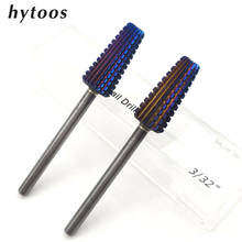 HYTOOS New Tepered Carbide Nail Drill Bits 3/32" Purple Red Coating Nail Bit Manicure Bits Nail Drill Accessories Milling Cutter 2024 - buy cheap