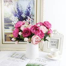 5 больших головок розы Искусственные цветы Шелковый Пион Букет 4 бутона Свадебные цветы для дома украшения сада поддельные цветы розы Флорес 2024 - купить недорого