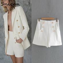 Snican-pantalones cortos de oficina para mujer, shorts femeninos de cintura alta con botones, Estilo vintage za, 2020 2024 - compra barato