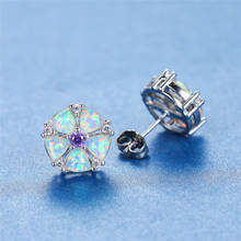 Cute Boho Female Flower Stud Earrings Silver Color Earrings For Women Romantic White Opal Wedding Earrings 2024 - buy cheap
