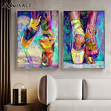 Pintura en lienzo de zapatos de Ballet coloridos para decoración de sala de baile, pintura al óleo, carteles e impresiones, graffiti abstracto, decoración artística de pared 2024 - compra barato