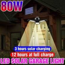 Lâmpada led solar para garagem, à prova d'água, 5v, luzes suspensas, deformável, 60w, 80w, luz de teto dobrável 2024 - compre barato