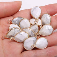 Pedra natural facetado branco turquesa pingentes gota de água forma encantos para fazer jóias diy brinco colar acessórios 2024 - compre barato