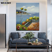 Pintura a óleo da mão pintura de paisagem do mediterrâneo para a parede da sala de estar pintura em tela sem moldura 2024 - compre barato