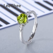 Anillos de peridoto Natural para mujer, regalo de aniversario de boda, 6MM, Gema verde auténtico, joyería fina de Plata de Ley 925 auténtica 2024 - compra barato