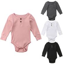 2020 Brand New Newborn Infant Baby Girl Boy Ribbed Bodysuit Ruffle One-Pieces Solid Jumpsuit Long Sleeve Outfits Spring Sunsuit 2024 - buy cheap