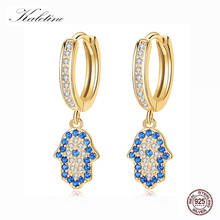 Kaletine Handa Hand 925 Sterling Silver Drop Earrings for Women Blue Eye Lucky Gold Earring Zircon Turkish Luxury Jewelry 2024 - buy cheap