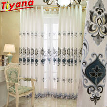 Luxury European Blue Embroidered Curtains for Living Room Modern  Shading Pure White Window Drapes for Bedroom X-ZH232 #VT 2024 - buy cheap