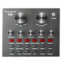 V8 placa de som ao vivo áudio mixer usb externo fone ouvido microfone do computador móvel universal placa de som externo 2024 - compre barato