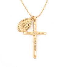 Cross Jesus Oval Virgin Mary Round Brand Pendant Sweater Chain Necklace Gold Plating Catholic Fashion Elegant Men Women Jewelry 2024 - buy cheap