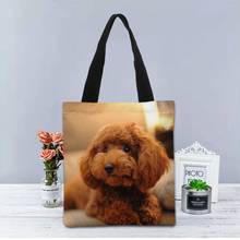 Custom Dog Poodle Tote Bag Canvas Fabric Handbag Two Sides Printed Shopping Bags Traveling Casual Useful Shoulder Bag 1208 2024 - buy cheap