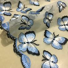 Tela transparente de tul con bordado de mariposa, 1 metro, encaje francés, diy, vestido de fiesta, falda de eriano, tela decorativa 2024 - compra barato