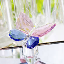 H&D 2.9in Crystal Butterfly Figurine Collection Animal Statue Ornament Home Table Decoration Wedding Souvenir Gifts (Pink+Blue) 2024 - buy cheap