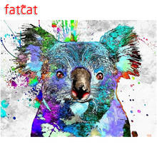 FATCAT-Cuadro de koala para decoración del hogar, bordado de diamantes de acuarela abstracta, bricolaje, Cuadrado completo, redondo, de resina, AE725 2024 - compra barato